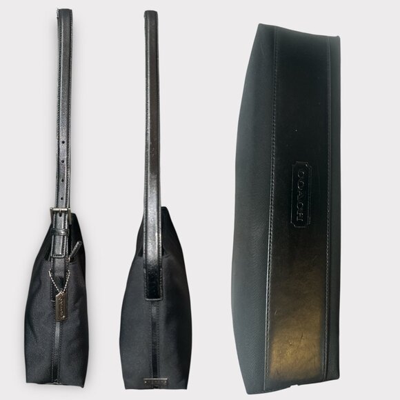 VTG Coach Mercer Shoulder Bag 7406 Black Euro Twill Leather Gunmetal Y2K Handbag - Picture 7 of 10